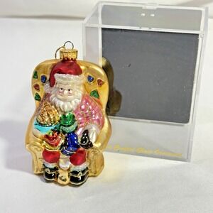 Vintage‎ 90's Unique Treasure Glass  Ornament  Santa Claus Sitting In Chair